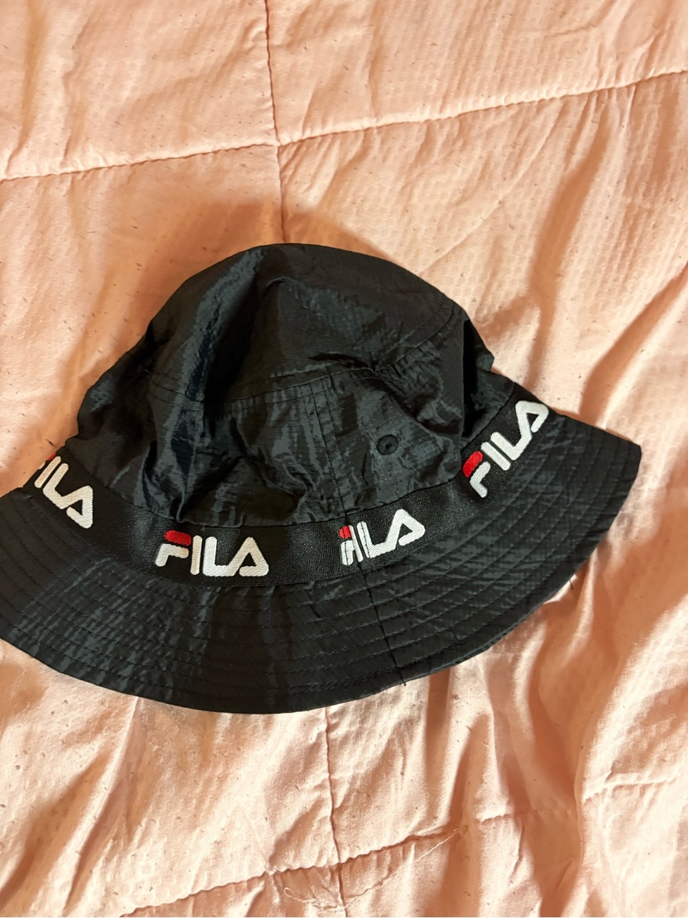 Fila Black Bucket Hat with White and Red Logo Band